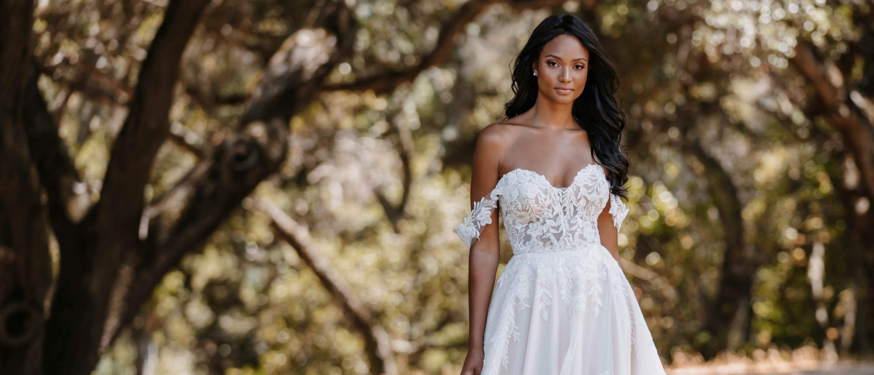 Model wearing a white gown