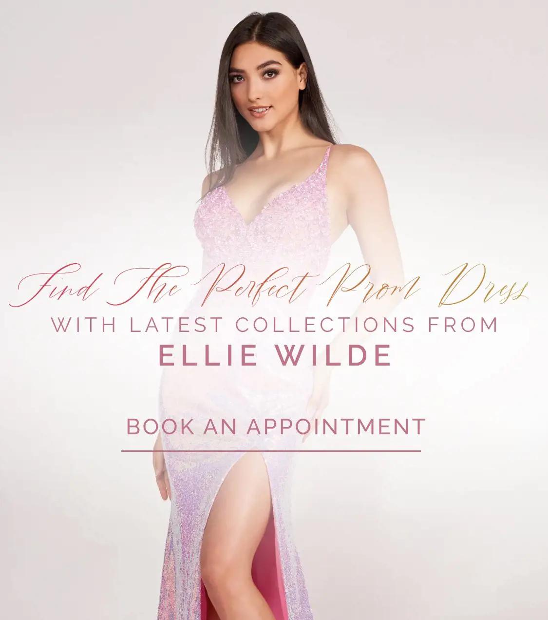 Model Wearing Ellie Wilde Prom Dress