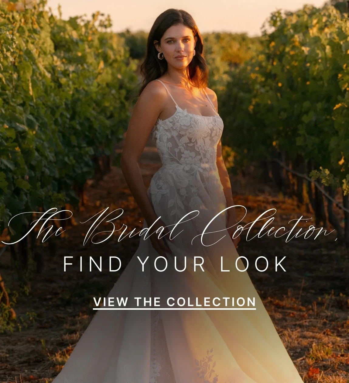 Model wearing bridal dress, mobile banner