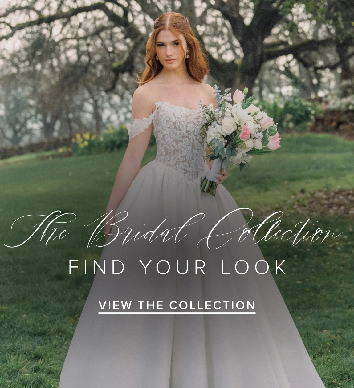 Models wearing bridal dresses, mobile banner