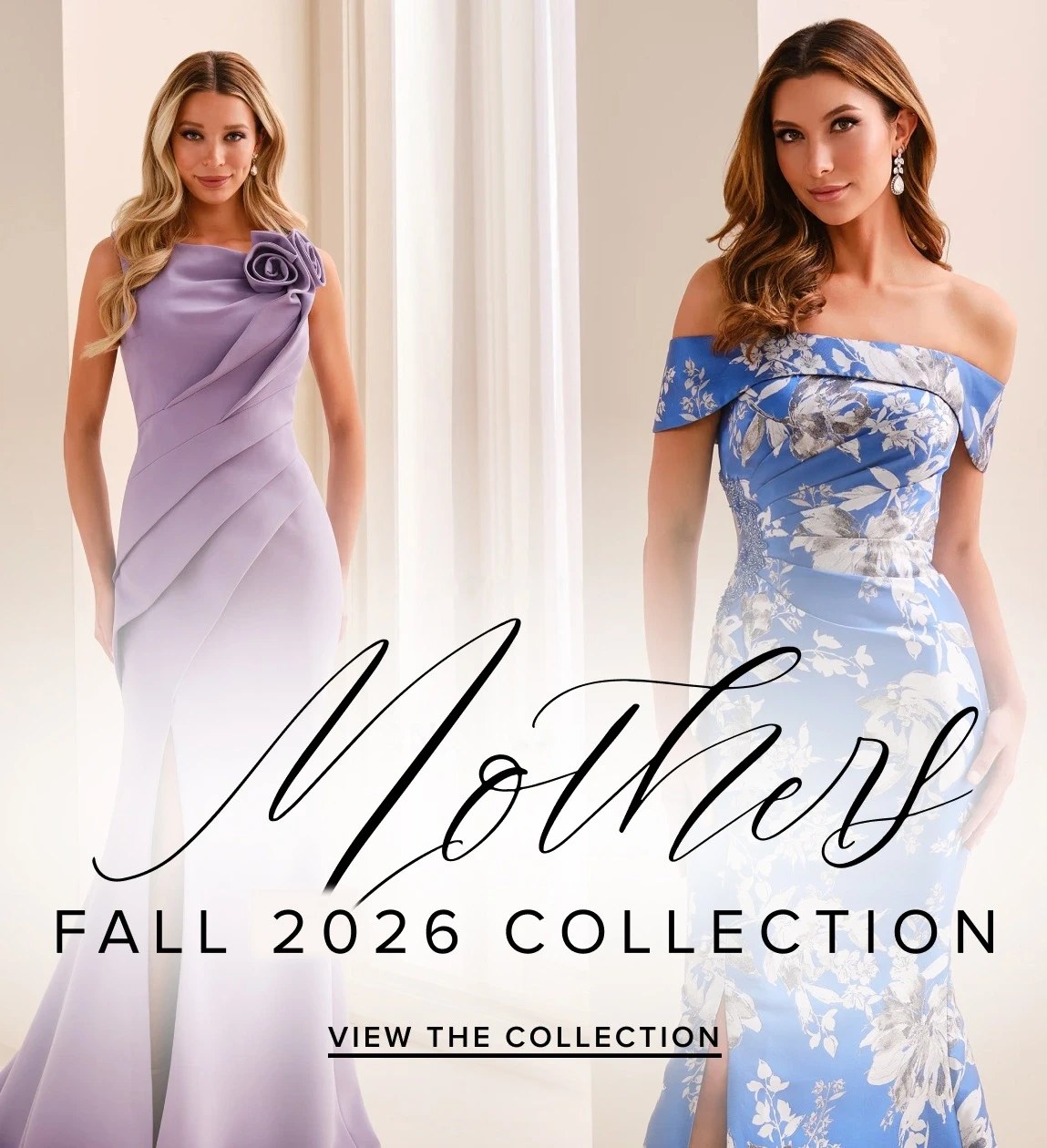 Models wearing purple and flower multi color mother dresses, mobile banner